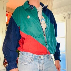 Source Unknown Colorblock Windbreaker Jacket in Green, Red & Navy